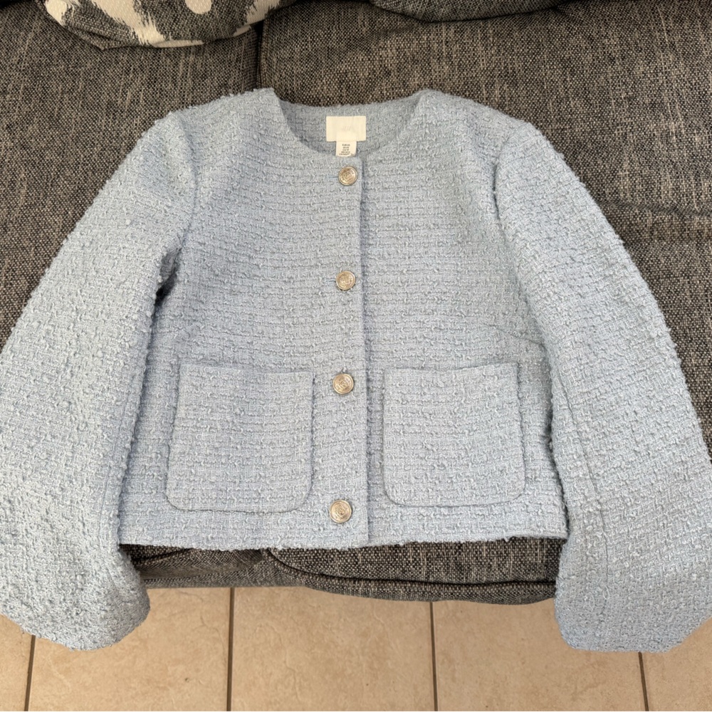 H&M Soft Blue Bouclé Blazer